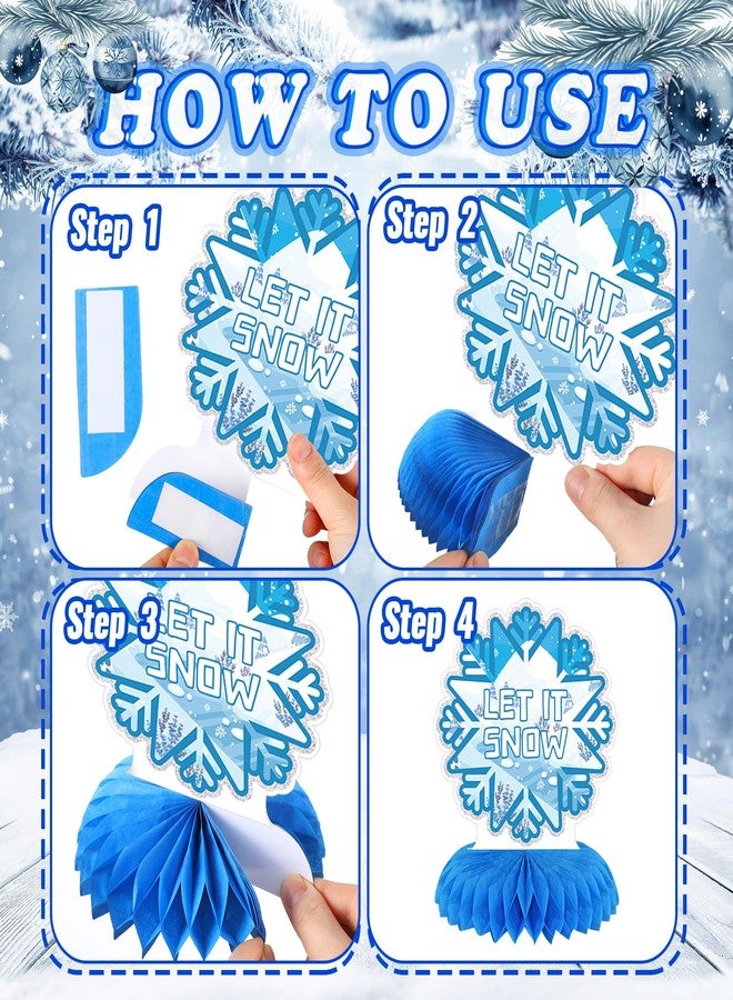 Weekgrat 12 Pcs Winter Decorations, Winter Centerpieces Snowman Wonderland Party Supplies Snowflake Honeycomb Wonderland Centerpieces for Table Decorations Supplies - Image 4