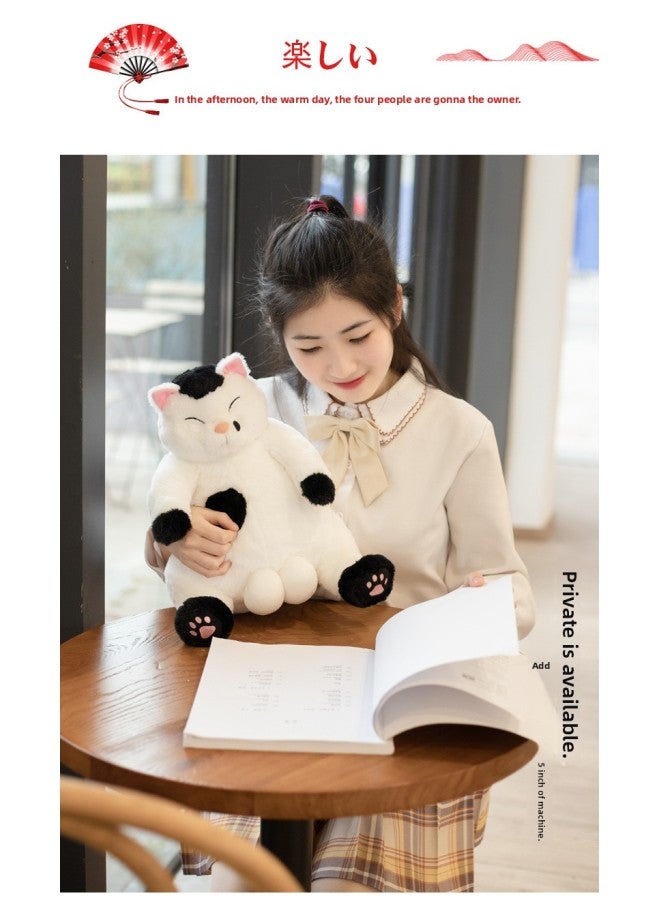 Batch Daze Cute Japanese Style Lazy Comic Cat Doll Plush Toy Cartoon Gift Male Egg Cat-Color:Black And White Lazy Cat-Height:45cm - Image 1