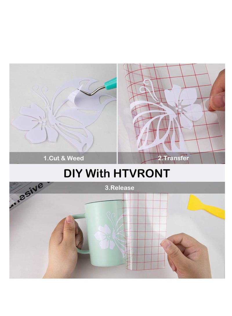 HTVRONT White Permanent Vinyl, 12" x 14 FT Glossy White Adhesive White Vinyl Roll Compatible with Cricut Cutting Machine, Silhouette, Cameo Cutters, Signs, Scrapbooking, Craft, Die Cutters - Image 2