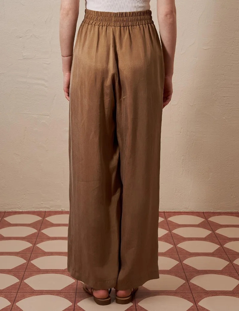 Kayra Belted Lyocell Two-Piece Set Tobacco