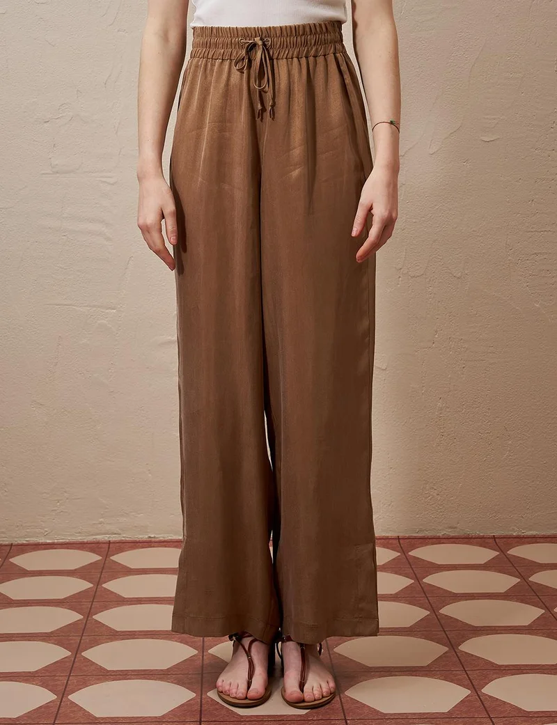 Kayra Belted Lyocell Two-Piece Set Tobacco