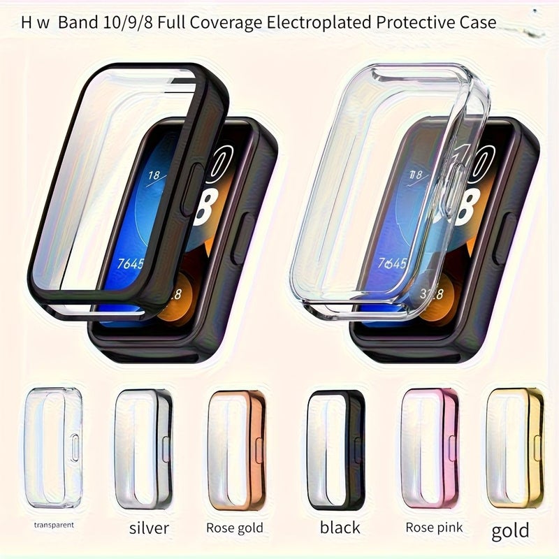غطاء TPU ذهبي فائق النحافة لساعة Huawei Band 8 و9 و10 مع واقي شاشة - Image 1