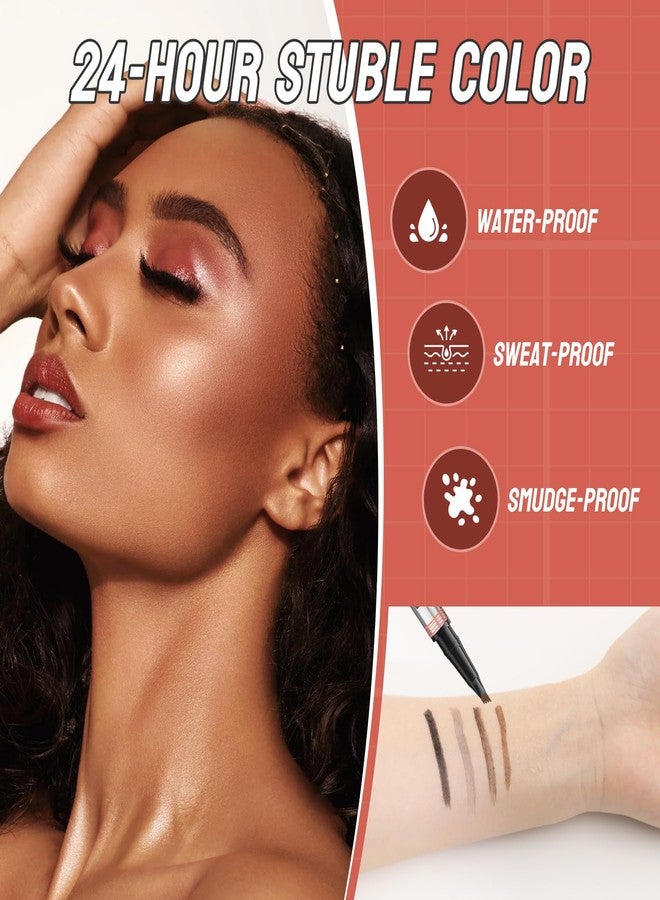 W3W Microblading Eyebrow Pen,2-in-1 Eyebrow Pen and Sealing Brow Gel,4-Fork-Tip Eyebrow Pencil,Waterproof Eyebrow Pencil,Long-Lasting Eyebrow Brush Eyebrow Pencil for Natural Looking (Black) - Image 2