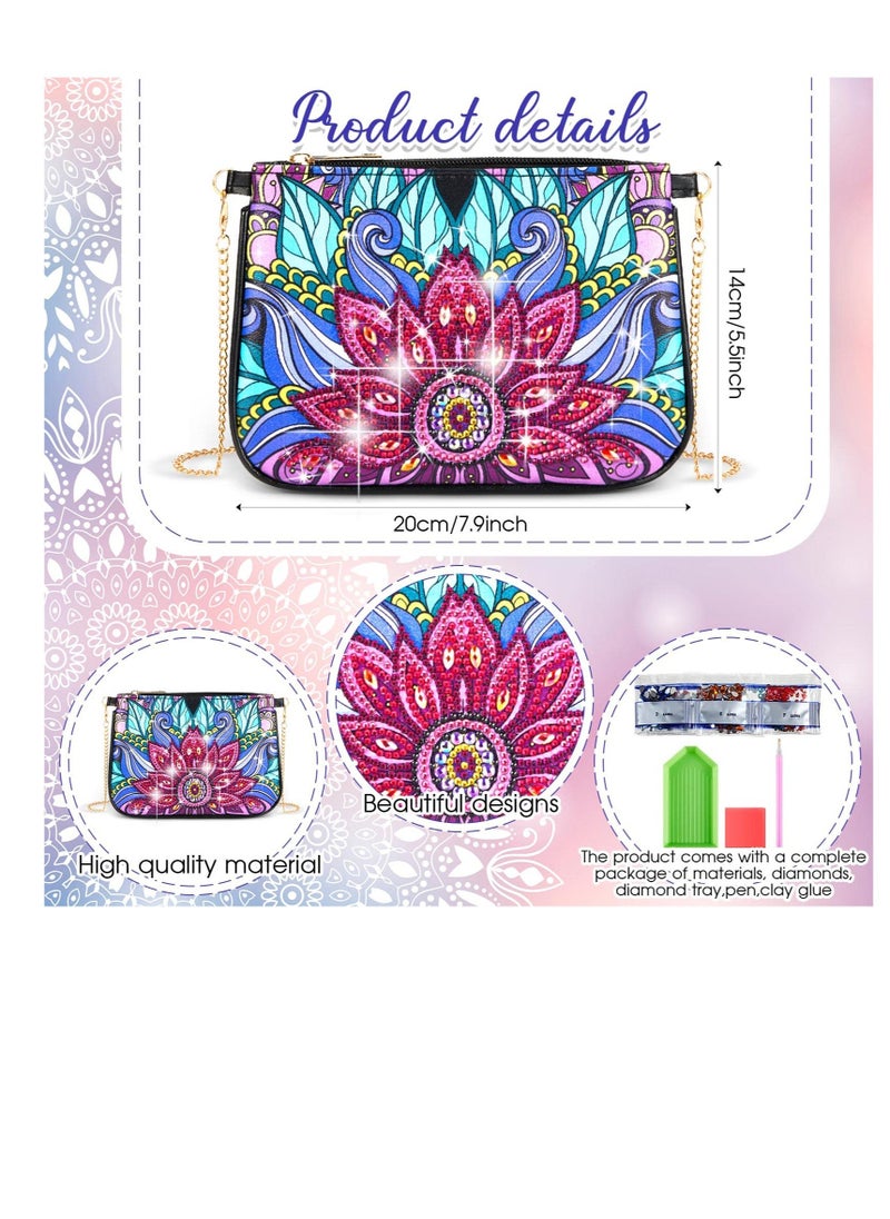 Excefore 2 Pcs Sunflower and Persian Flower Crossbody Bag, Diamond Art Makeup Women Handbag, Woman Home Storage Bag, Chain Leather Clutch, for Women Girls Gift  - Image 2