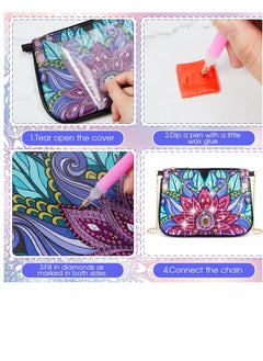 Excefore 2 Pcs Sunflower and Persian Flower Crossbody Bag, Diamond Art Makeup Women Handbag, Woman Home Storage Bag, Chain Leather Clutch, for Women Girls Gift  - Image 5