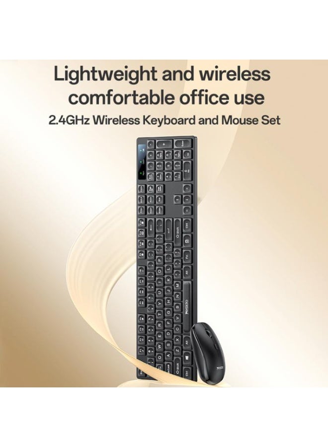 يسيدو مجموعة كيبورد وماوس لاسلكية خفيفة ومريحة للاستخدام المكتبي والألعاب، بتصميم نحيف ومستشعر بصري عالي الدقة، باللون الأسود - Image 2