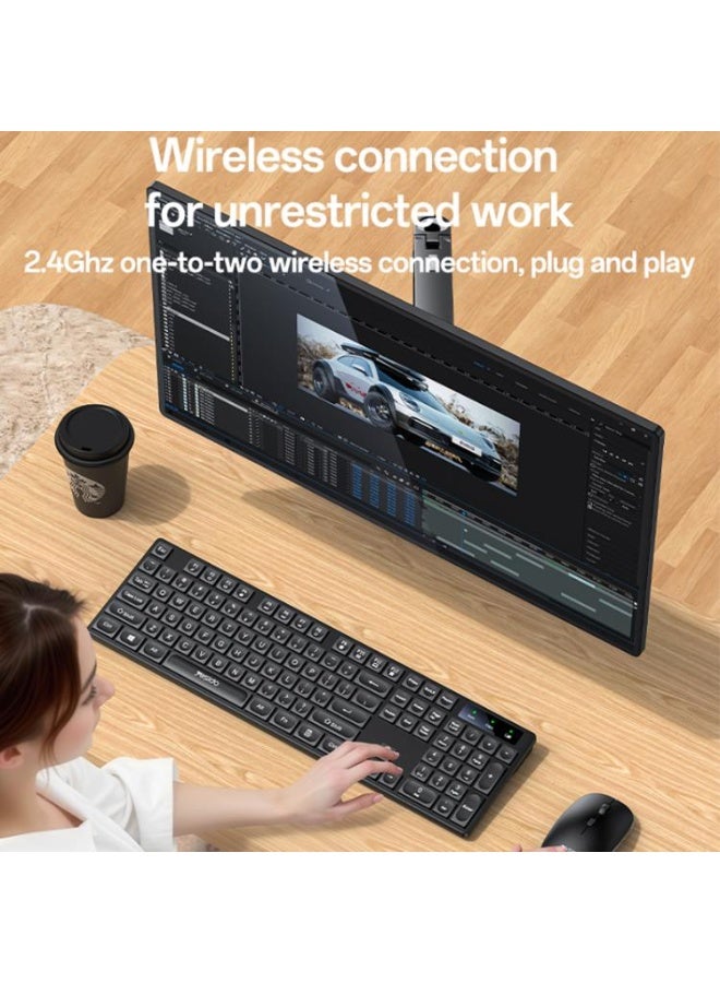 يسيدو مجموعة كيبورد وماوس لاسلكية خفيفة ومريحة للاستخدام المكتبي والألعاب، بتصميم نحيف ومستشعر بصري عالي الدقة، باللون الأسود - Image 5