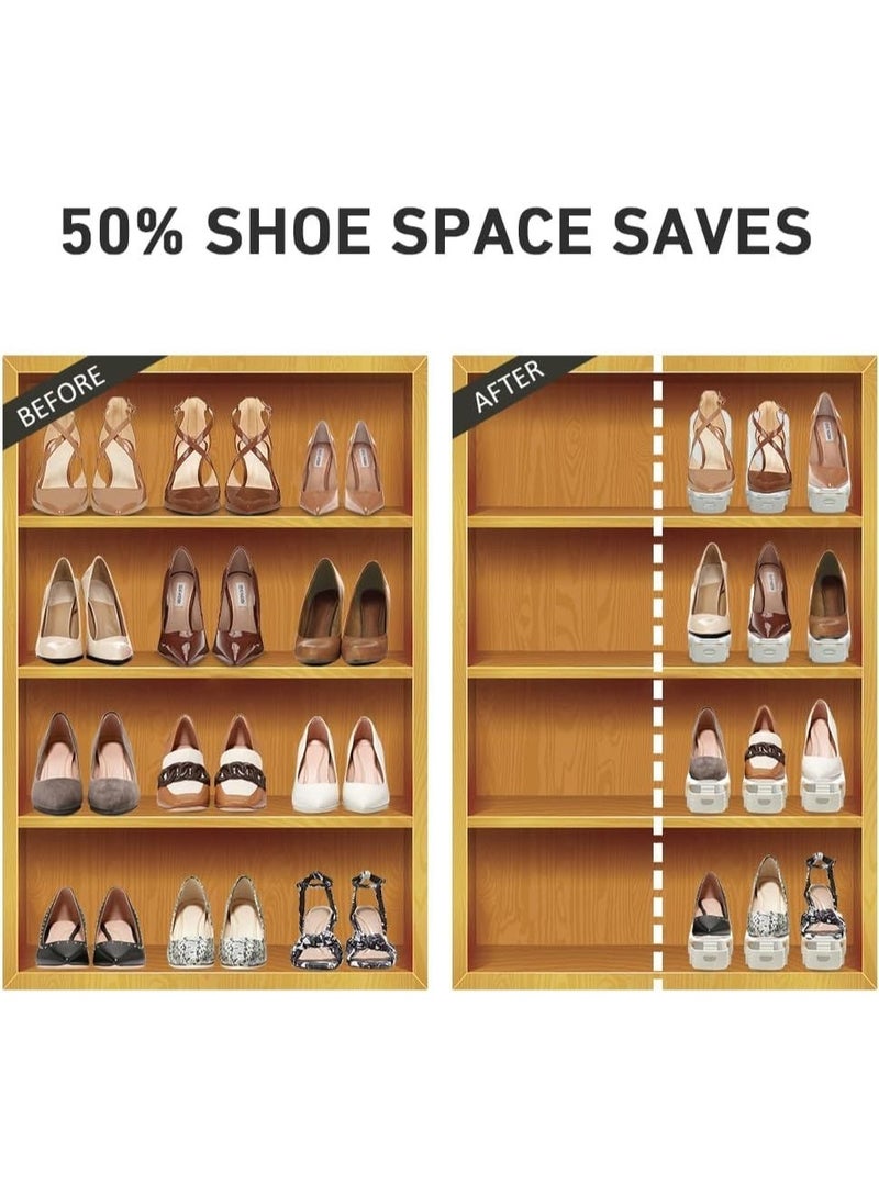 MostNow Shoe Slots Organizer 20 Pack - Shoe Stackers for a Pair Of Shoes, shoe storage Shoe Space Savers 50%, 4 Levels Adjustable Thickening Double Layer shoe Holders shoe organizer for closet (white) - Image 3