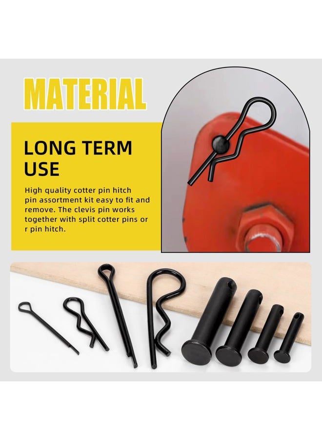 Mardatt 67Pcs Carbon Steel Clevis Pin Cotter Pin R Pin Assortment Kit, Include 5 Sizes M5 M6 M8 M10 M12 Flat Head Single Hole Clevis Pins and M2 M3 M4 Split Cotter Pins/ R Clips - Image 5