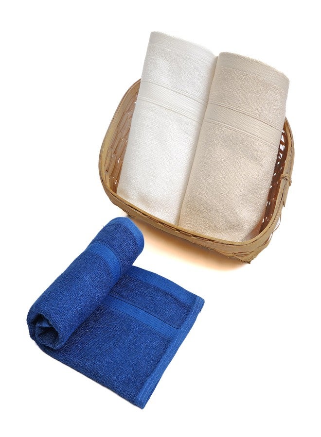 FUTURE'S ROOTS 100% Bamboo Face Towel for Men, Women & Newborn | Absorbent & Hypoallergenic Towel for Sensitive Skin | Anti-Odor & Eco-Friendly-Softer Than Cotton Towel | Pack of-3 (Blue/White/Beige) - Image 1