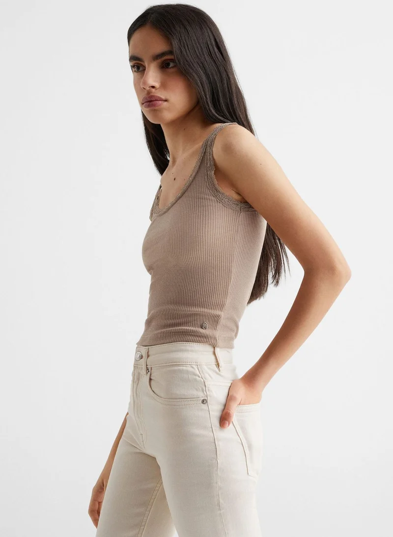 MANGO Kids Ribbed Cropped Top