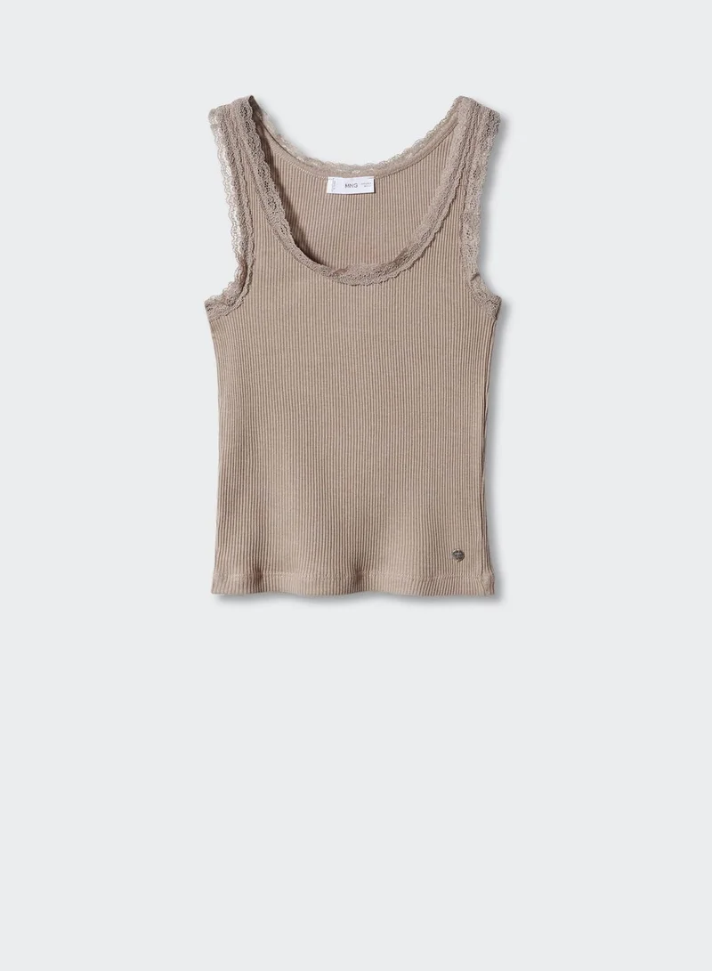 MANGO Kids Ribbed Cropped Top
