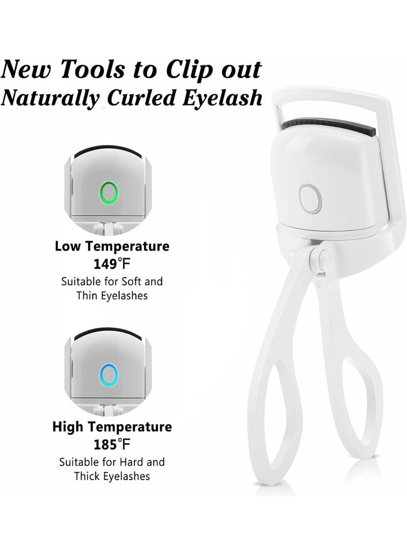 Skade Heated Eyelash Curlers, Heated Lash Curler, Electric Eyelash Curler, Warm Eyelash Curler, Rechargeable Eyelash Curler, Handheld Eyelash Heated Curler (White) - Image 2