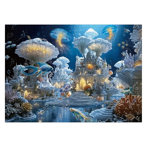 BBOLDIN Magic Ocean Mushrooms Castle Puzzles for Adults 1000 Pieces Nature Fantasy Fish Jellyfish Art Jigsaw Puzzles Impossible Hard Challenging Puzzle - Image 5
