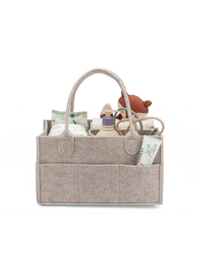 olayks Baby Felt Diaper Tote, Multi-Compartment Storage Organizer for Baby Essentials, Lightweight Foldable, Large Capacity, Baby Duffel Bag for Travel (Oatmeal)