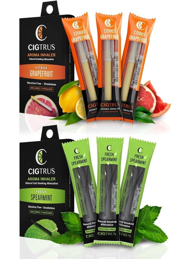 cigtrus Craving Relief Inhaler (6-Piece) - Natural Quit Smoking Substitute, Nicotine & Tobacco-Free, Cigtrus' Non-Electric Solution (Spearmint & Citrus Grapefruit) - Image 1
