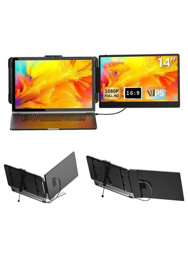 ڤي2كوم شاشة إضافية للكمبيوتر المحمول S8، مقاس 14 بوصة، دقة FHD 1080P، شاشة مزدوجة محمولة، منفذ USB-C ومنفذ HDMI، توصيل وتشغيل، شاشة خارجية لأجهزة MacBook وWindows والكمبيوتر المحمول، قابلة للطي، شاشة ثانية للسفر - Image 1