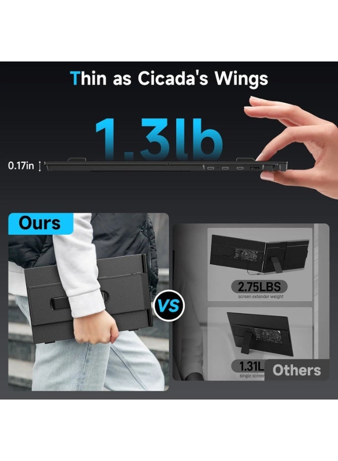 ڤي2كوم شاشة إضافية للكمبيوتر المحمول S8، مقاس 14 بوصة، دقة FHD 1080P، شاشة مزدوجة محمولة، منفذ USB-C ومنفذ HDMI، توصيل وتشغيل، شاشة خارجية لأجهزة MacBook وWindows والكمبيوتر المحمول، قابلة للطي، شاشة ثانية للسفر - Image 3