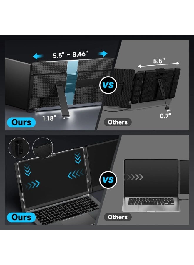 ڤي2كوم شاشة إضافية للكمبيوتر المحمول S8، مقاس 14 بوصة، دقة FHD 1080P، شاشة مزدوجة محمولة، منفذ USB-C ومنفذ HDMI، توصيل وتشغيل، شاشة خارجية لأجهزة MacBook وWindows والكمبيوتر المحمول، قابلة للطي، شاشة ثانية للسفر - Image 4
