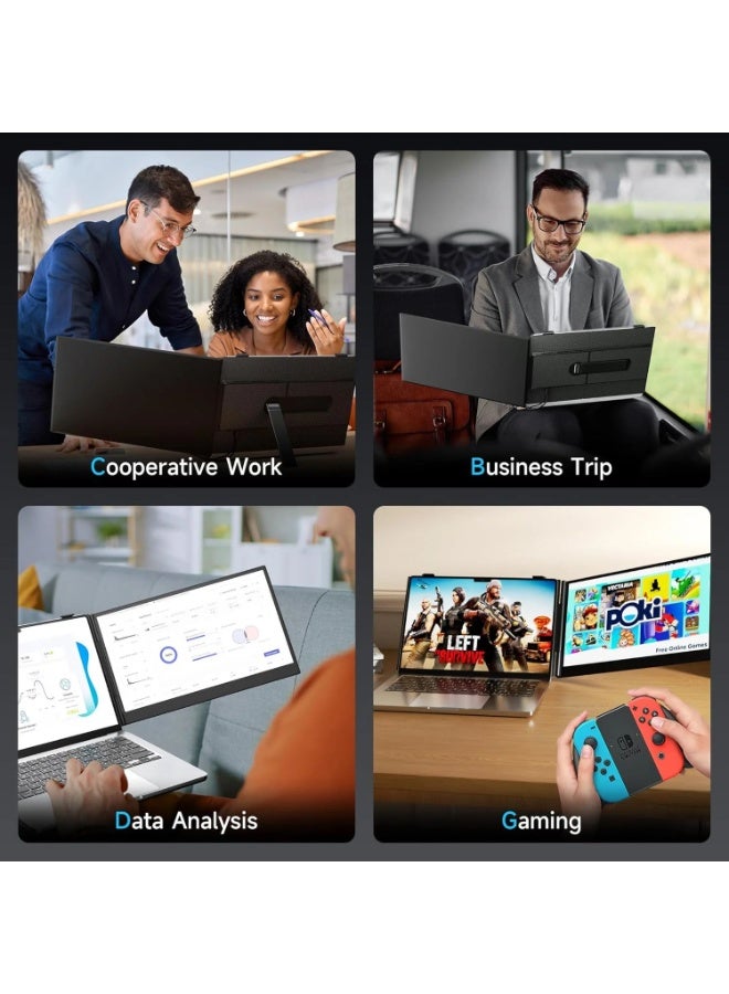 ڤي2كوم شاشة إضافية للكمبيوتر المحمول S8، مقاس 14 بوصة، دقة FHD 1080P، شاشة مزدوجة محمولة، منفذ USB-C ومنفذ HDMI، توصيل وتشغيل، شاشة خارجية لأجهزة MacBook وWindows والكمبيوتر المحمول، قابلة للطي، شاشة ثانية للسفر - Image 5