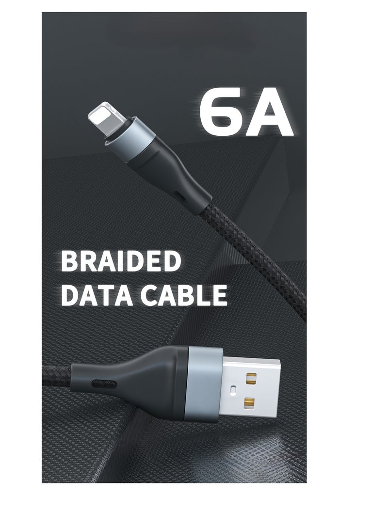 إكسبلس كابل IPHONE Lightning سلك شحن سريع مجدول من النايلون، كابل شحن USB عالي السرعة، كابل شحن عالي السرعة وكابل شحن لنقل البيانات متوافق مع iPhone 14 13 12 11 Pro Max  - Image 2