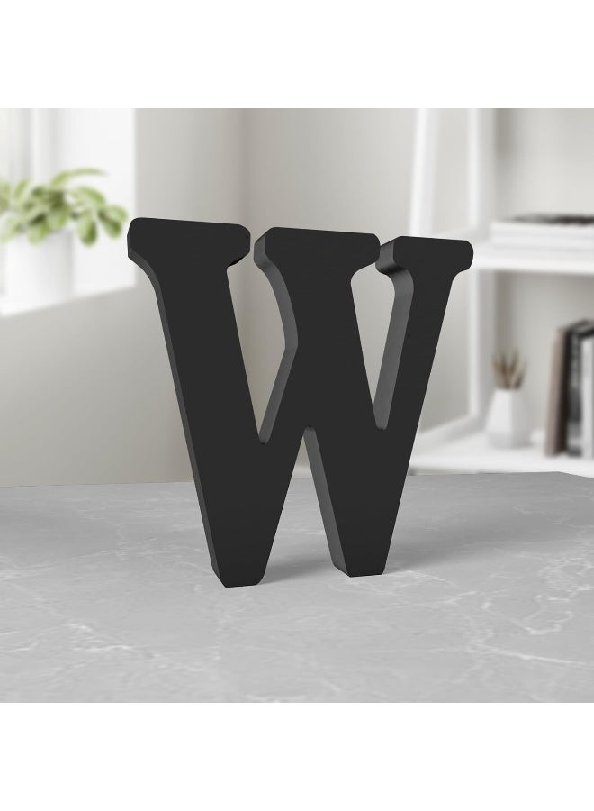 TPGP 6 Inch Black Wood Letters For Wall Decor - Unfinished Decorative Standing Letter Slices For Sign Board Decoration, Craft, Home Party Projects (W) - Image 1