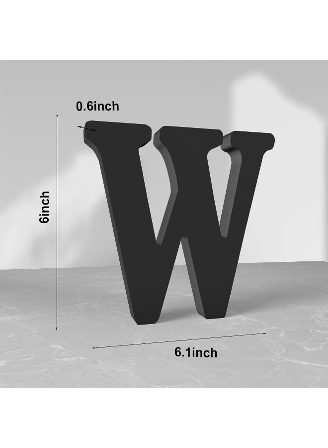 TPGP 6 Inch Black Wood Letters For Wall Decor - Unfinished Decorative Standing Letter Slices For Sign Board Decoration, Craft, Home Party Projects (W) - Image 2
