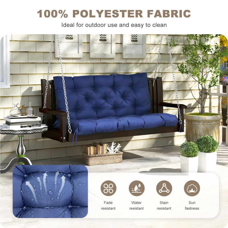 NANGELRN Porch Swing Cushion with Backrest,Waterproof Bench Cushion for Outdoor Furniture,2-3 Seater Replacement Thickened Swing Cushion with Ties,Patio,Outdoor,Backyard and Garden (Navy Blue,40x40) - Image 2