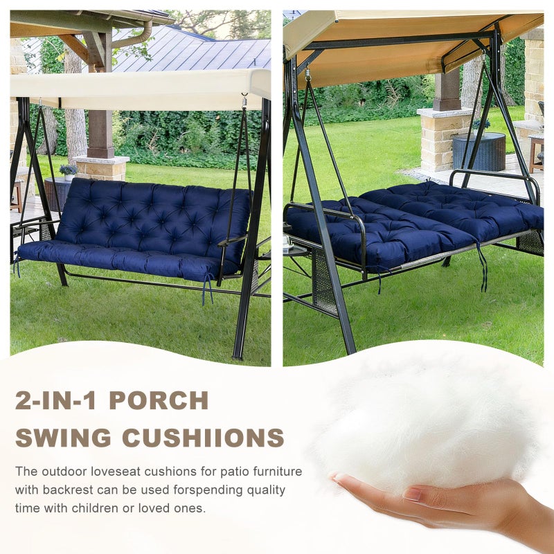 NANGELRN Porch Swing Cushion with Backrest,Waterproof Bench Cushion for Outdoor Furniture,2-3 Seater Replacement Thickened Swing Cushion with Ties,Patio,Outdoor,Backyard and Garden (Navy Blue,40x40) - Image 4