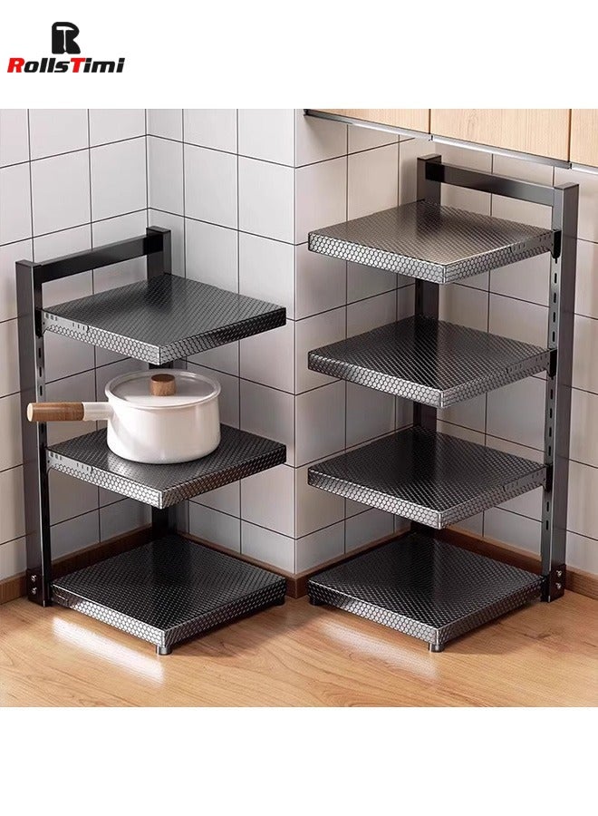 RollsTimi  4 Tier Pot Rack Organizer Pot and Pan Organizer Kitchen Storage Rack with Adjustable Dividers Pot Storage Organizer for Kitchen Counter and Under The Sink - Image 4