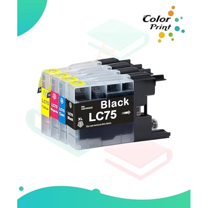 COLOR PRINT COMPATIBLE LC75 INK CARTRIDGE REPLACEMENT FOR BROTHER LC75CL LC75XL FOR MFC-J435W MFC-J5910DW MFC-J625DW MFC-J825DW MFC-J835DW MFC J6510DW J6710DW J6910DW J280W J425W J430W (4-PACK,BCMY) - Image 3