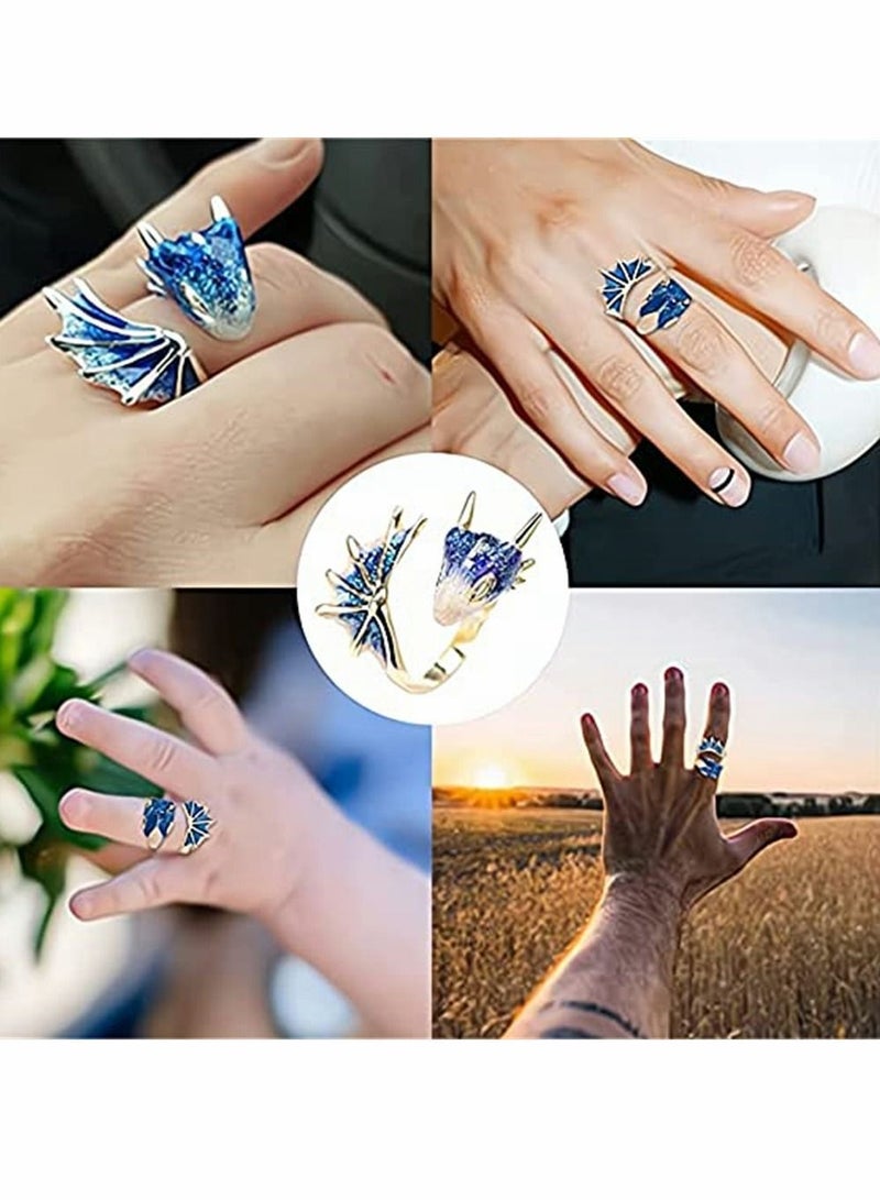 Y&D Dragon Ring, Open Pet Lucky Ring Starry Rings Adjustable Retro Knight Kids' Play Rings, Fashion Trend Creative Jewelry for Women Men Girls, 4 Pack - Image 2