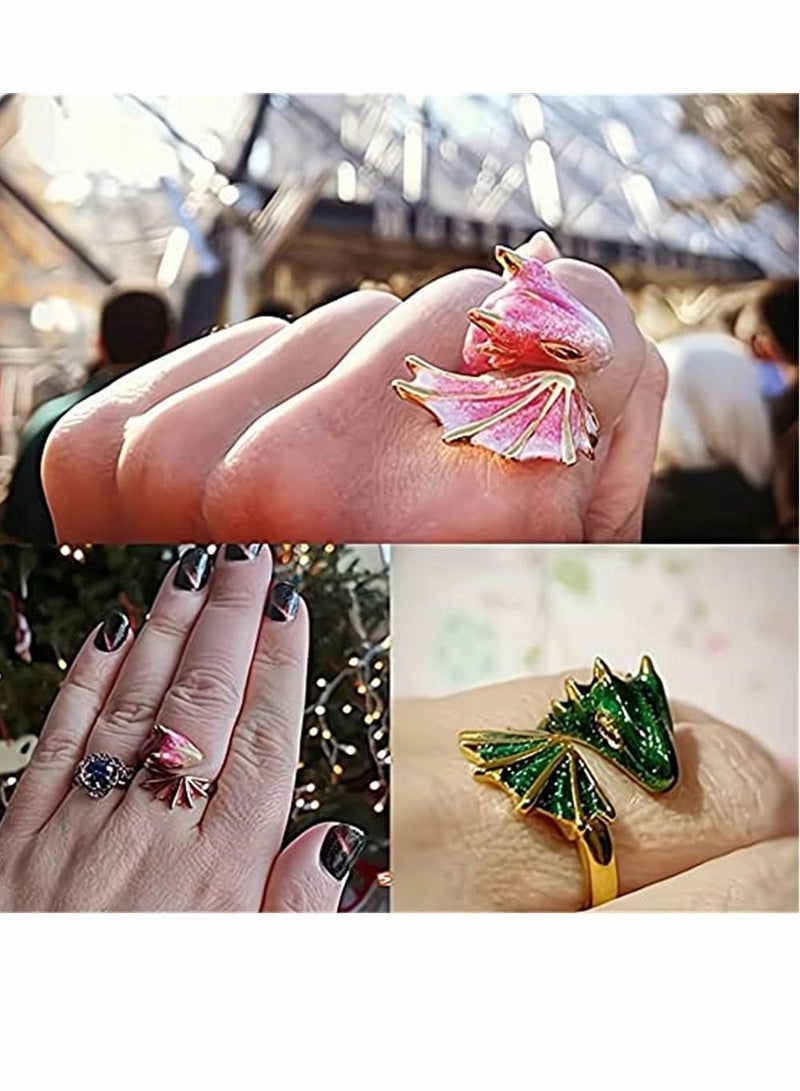 Y&D Dragon Ring, Open Pet Lucky Ring Starry Rings Adjustable Retro Knight Kids' Play Rings, Fashion Trend Creative Jewelry for Women Men Girls, 4 Pack - Image 3