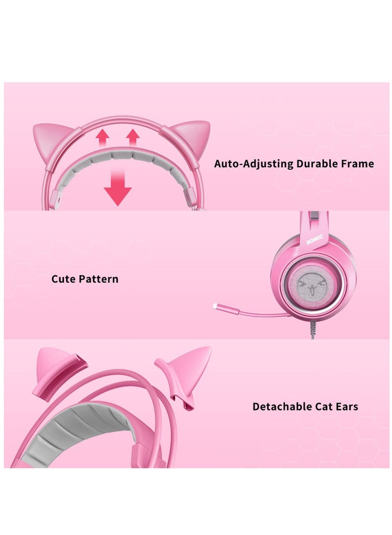 Somic G951s Pink Gaming Headset with Mic - Image 5
