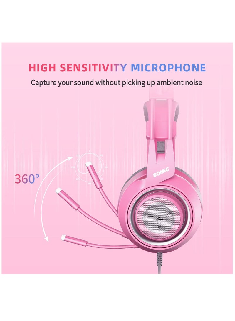 Somic G951s Pink Gaming Headset with Mic - Image 3