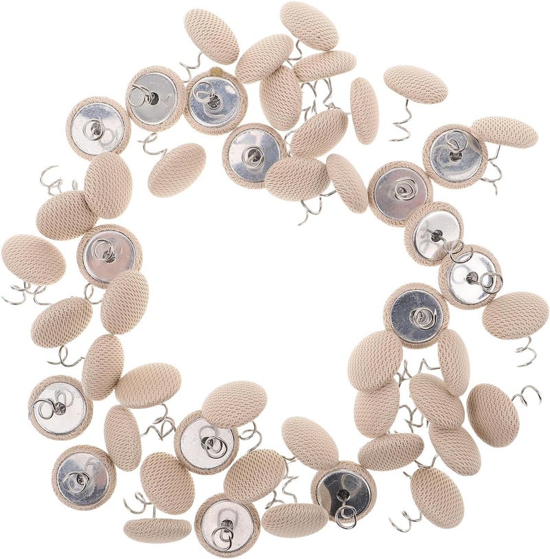 Luxshiny Fabric Covered Twist Pins for Bed Skirts and Upholstery, 50pcs Metal Spiral Upholstery Tacks, Non-Slip Dust Ruffle Fasteners for Sofa Cushions, Armrest Covers, and Bedding - Image 1