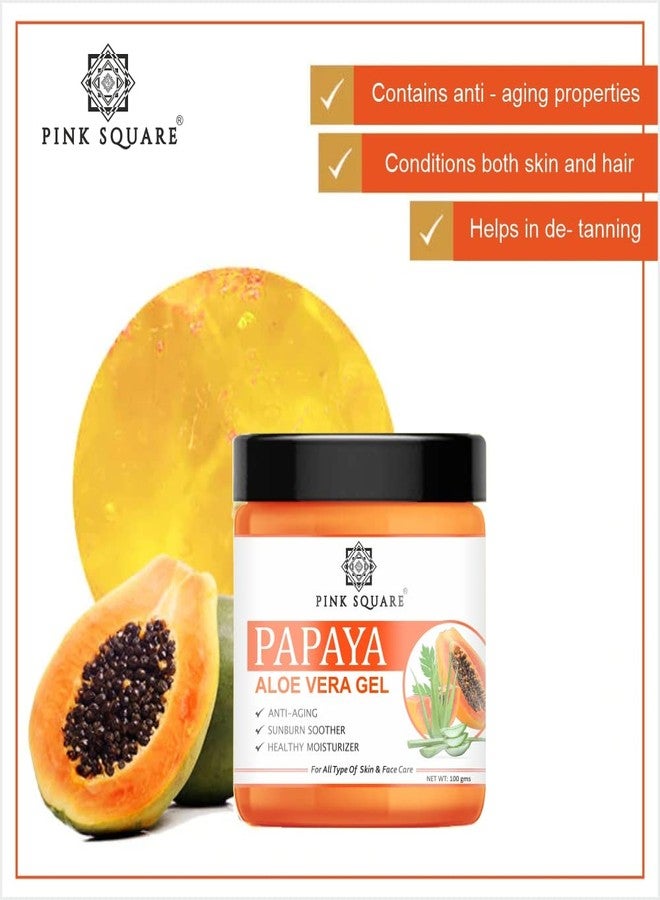 Pink Square Papaya Aloe Vera Face Gel For Glowing and Smoothing Skin Pack of 3 of 100 Grams(300 Grams) - Image 3