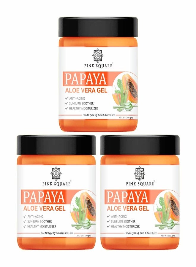 Pink Square Papaya Aloe Vera Face Gel For Glowing and Smoothing Skin Pack of 3 of 100 Grams(300 Grams) - Image 1