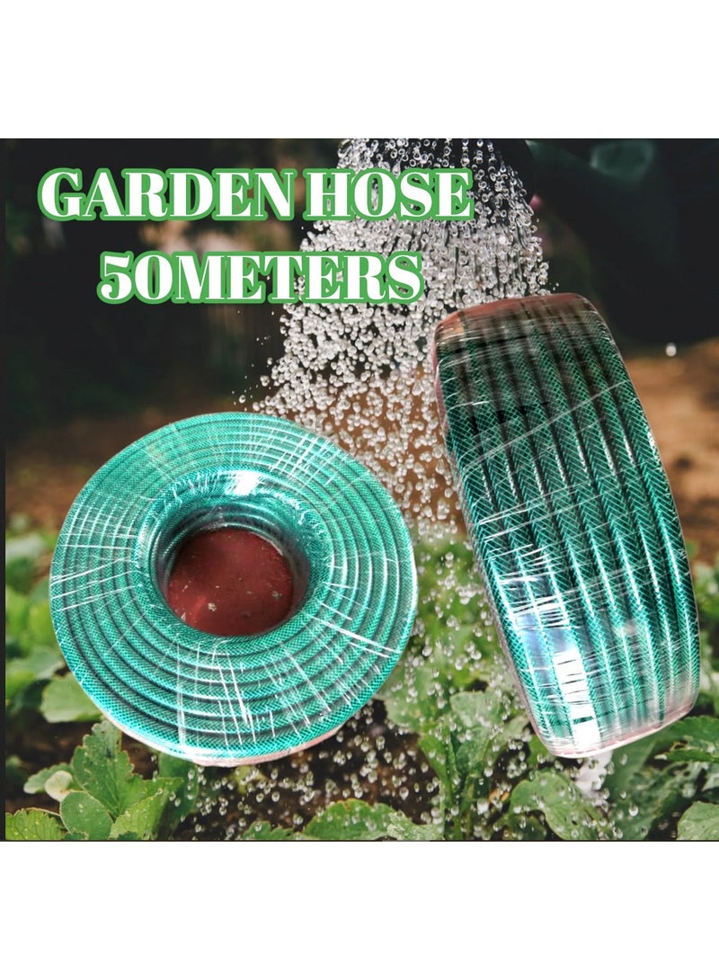 Garden Hose 1/2 Inch Size 50 Meters Green Heavy Duty - Image 1