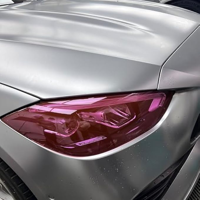 rayihni 12 By 48 Inches Self Adhesive Auto Car Tint Headlight Taillight Fog Light Vinyl Smoke Film Sheet Sticker Cover Pink - Image 4