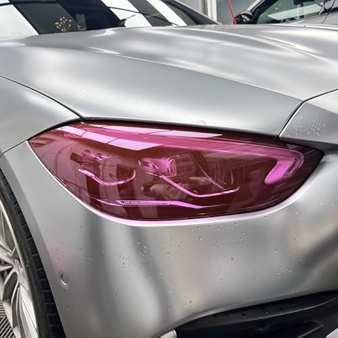 rayihni 12 By 48 Inches Self Adhesive Auto Car Tint Headlight Taillight Fog Light Vinyl Smoke Film Sheet Sticker Cover Pink - Image 5