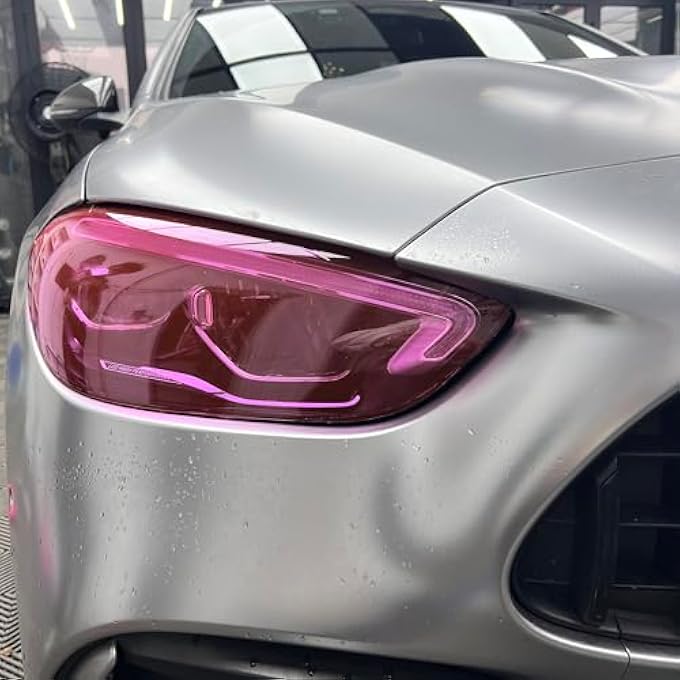 rayihni 12 By 48 Inches Self Adhesive Auto Car Tint Headlight Taillight Fog Light Vinyl Smoke Film Sheet Sticker Cover Pink - Image 3