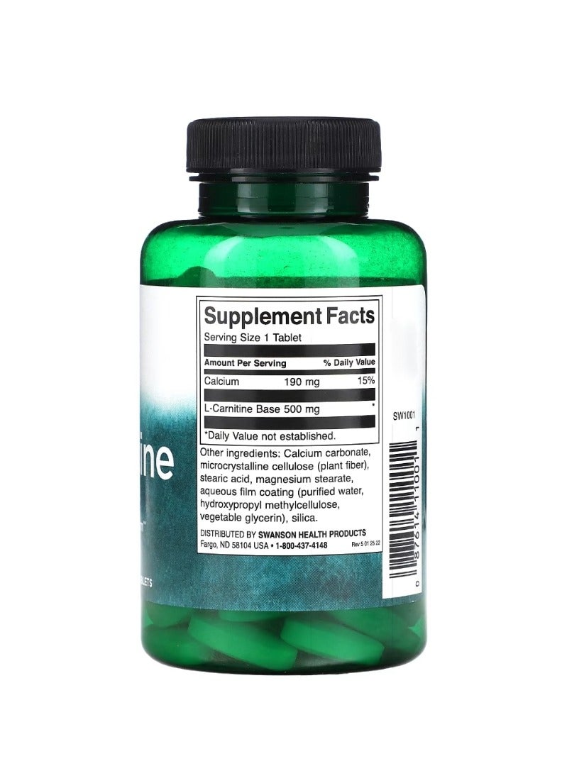 SWANSON L-Carnitine 500 mg 100 Tablets  - Image 2