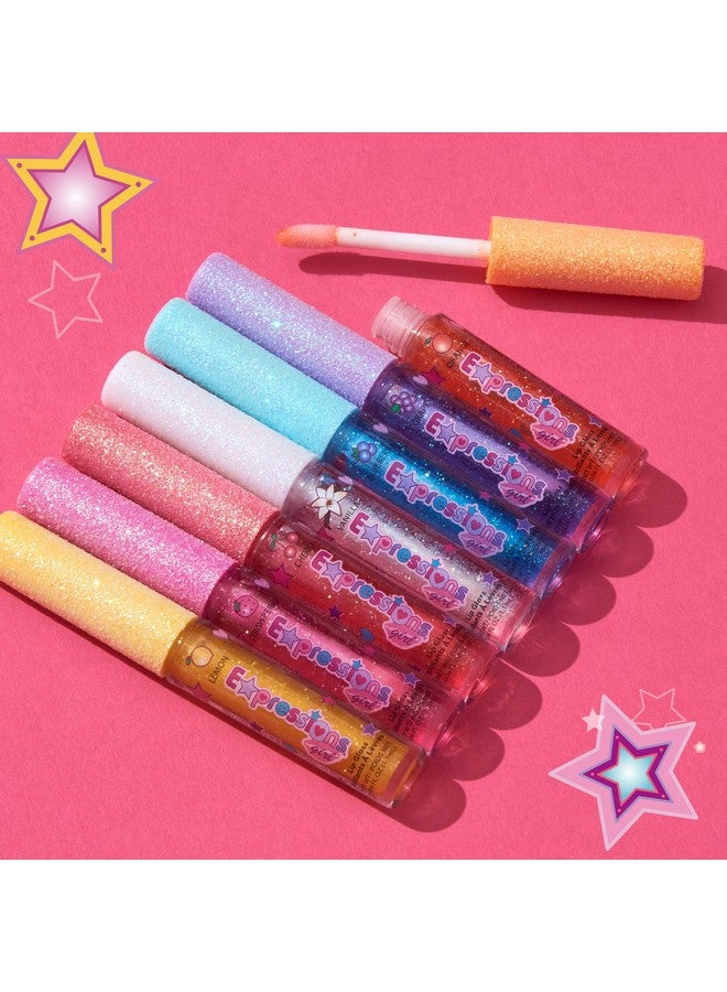 إكسبرشنز جيرل مجموعة ملمع الشفاه بنكهة الفواكه من Expressions، 7 قطع - ملمع شفاه بنكهات الفواكه المتنوعة، مكياج غير سام للأطفال والمراهقين - Image 3