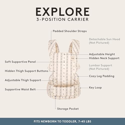 TULA Baby Tula Explore Cotton Baby Carrier 7 – 45 lb, Adjustable Newborn to Toddler Carrier, Multiple Ergonomic Positions Front and Back, Soft and Supportive – Tula Coast, Folklore - Image 3