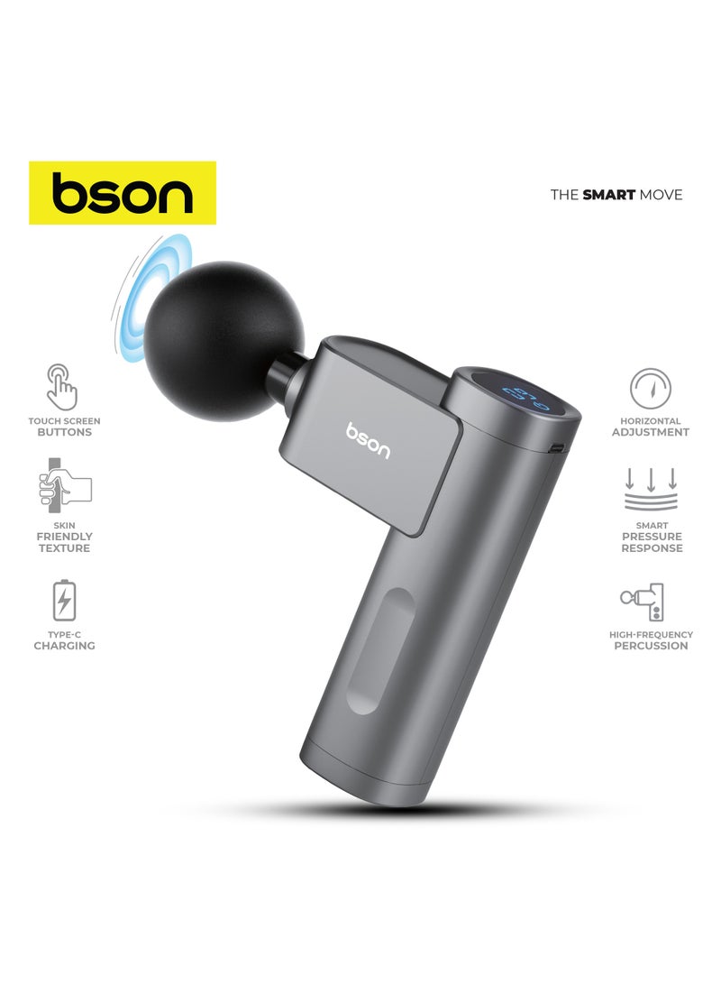 BSON مسدس تدليك ذكي مع 9 أوضاع طاقة، 4 رؤوس، تحكم باللمس - استجابة ضغط ذكية، 12 مم تدليك عميق، شحن سريع من نوع C، قوام صديق للبشرة لتخفيف العضلات - Image 3