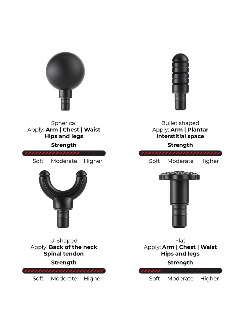 BSON مسدس تدليك ذكي مع 9 أوضاع طاقة، 4 رؤوس، تحكم باللمس - استجابة ضغط ذكية، 12 مم تدليك عميق، شحن سريع من نوع C، قوام صديق للبشرة لتخفيف العضلات - Image 4