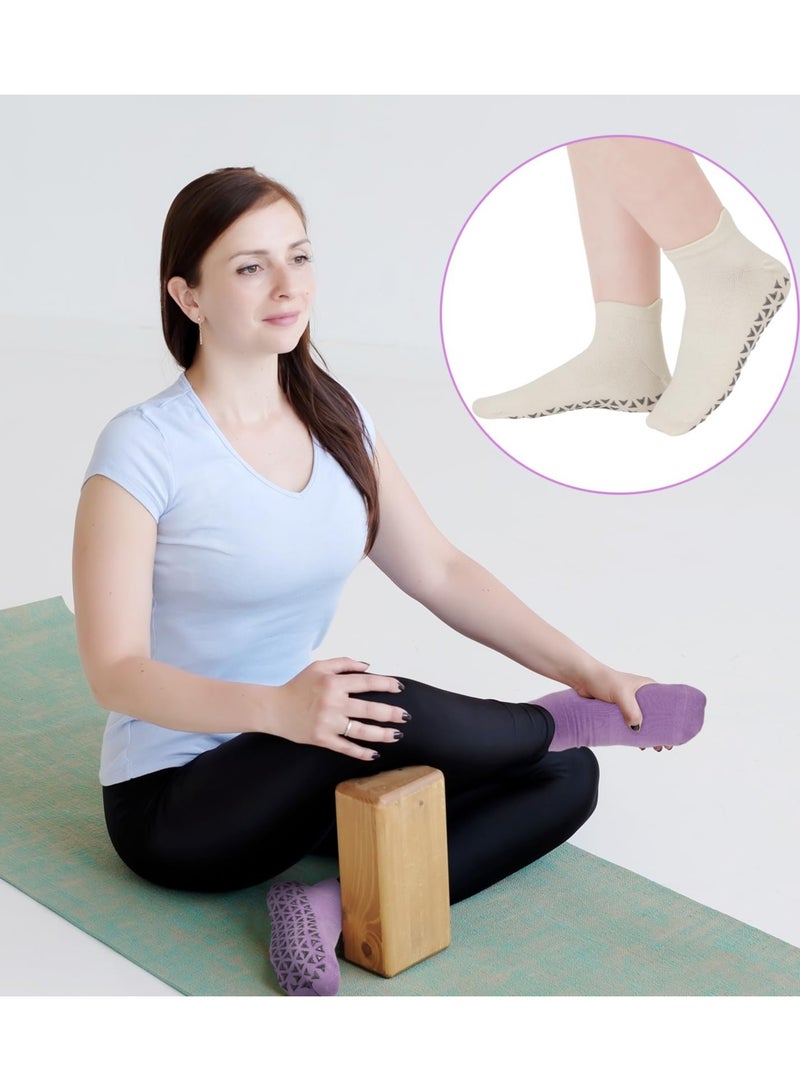 SYOSI 5 Pairs Yoga Socks for Women and Men Pilates Socks Non Slip Grip Socks Anti Slip Ankle Socks Short Sports Socks Slipper Socks for Barre, Fitness, Dance, Ballet (General Size) - Image 3
