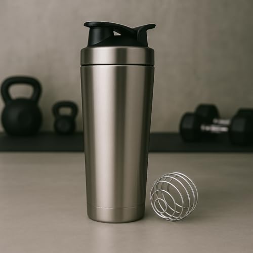 Giftana Stainless Steel Gym Shaker Bottles for Pre-Post Workout Steel Shaker, Protein Shaker Bottle with Leak-Proof with Knob, Sipper Bottle BPA-Free, Gym Shaker 750ml - Image 2