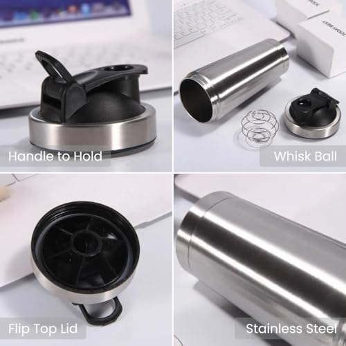 Giftana Stainless Steel Gym Shaker Bottles for Pre-Post Workout Steel Shaker, Protein Shaker Bottle with Leak-Proof with Knob, Sipper Bottle BPA-Free, Gym Shaker 750ml - Image 3